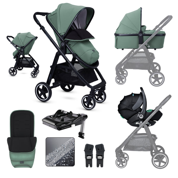 miniuno Ventoura Travel System & Isofix Base Bundle - Shamrock