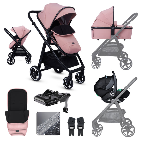 miniuno Toura Travel System & Isofix Base Bundle – Pink